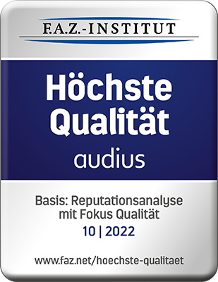 Auszeichnung FAZ Höchste Qualität für audius 2022 Auszeichnung FAZ Höchste Qualität für audius 2022