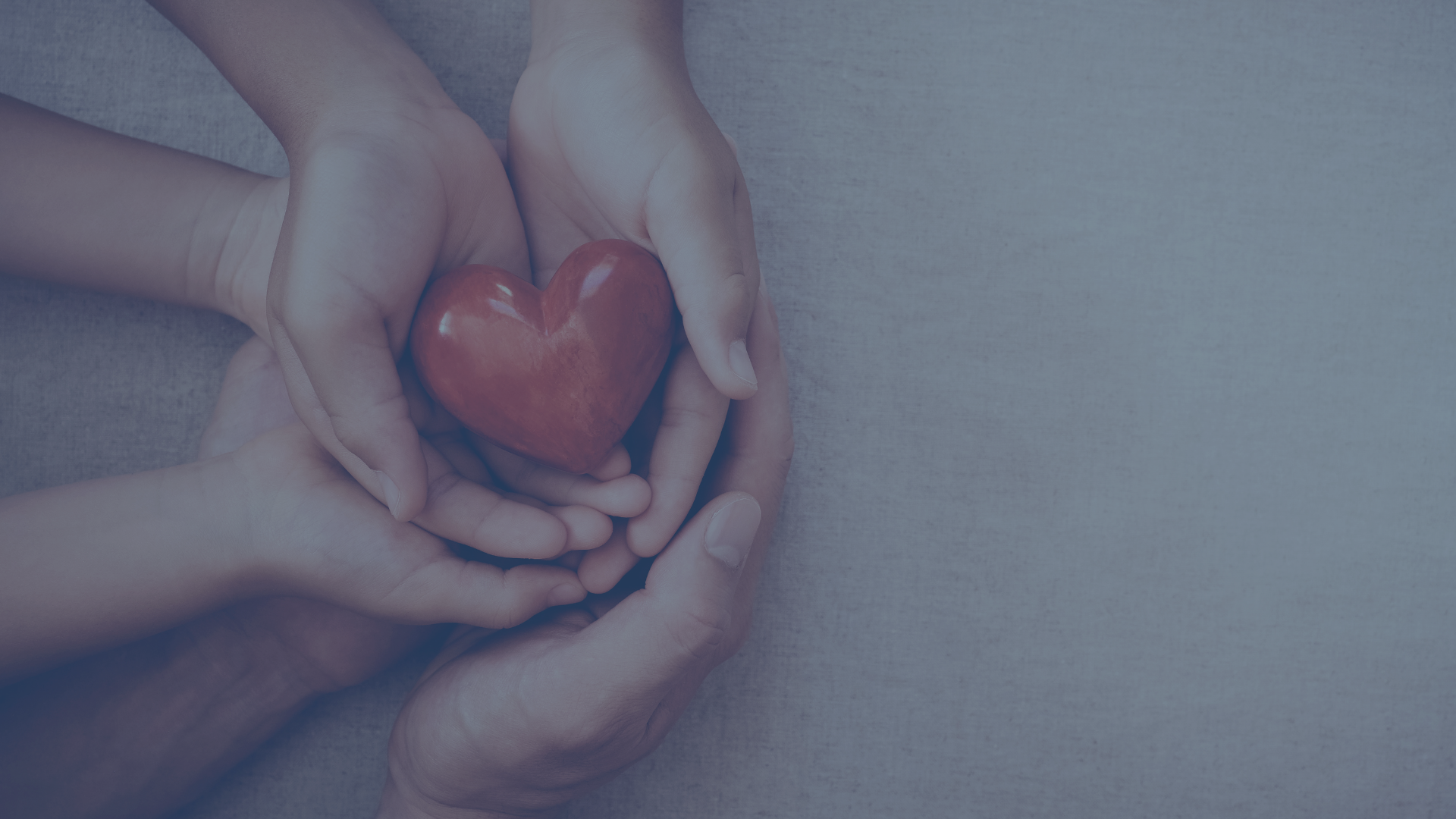 Mehrere Hände halten gemeinsam ein rotes Herz – Symbol für Fürsorge, Zusammenhalt und soziales Engagement