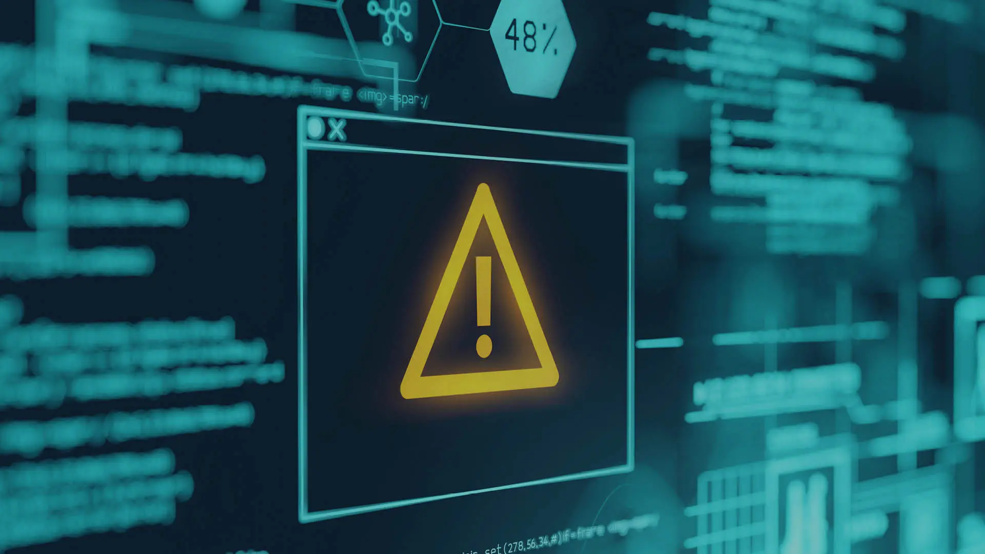 Warnsymbol auf digitalem Bildschirm als Hinweis auf erkannte Sicherheitslücken beim Penetrationstest.