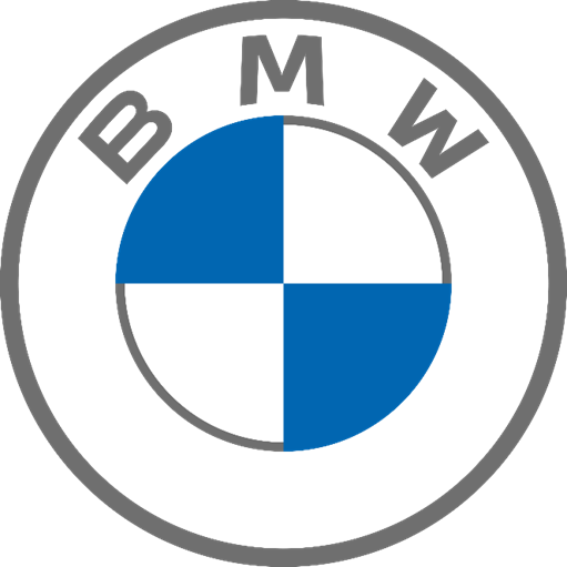Rundes BMW Logo mit blau-weißem Propeller-Symbol und grauem Außenring