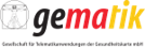 Offizielles Firmenlogo gematik in schwarzer rot gelbem Schriftzug 