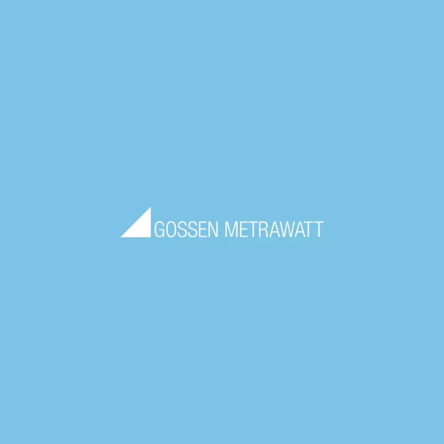 GOSSEN METRAWATT Logo in Weiß auf blauem Hintergrund.