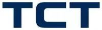 TCT Unternehmenslogo: Moderner, dunkelblauer Schriftzug „TCT“ in fetter, serifenloser Typografie auf weißem Hintergrund.