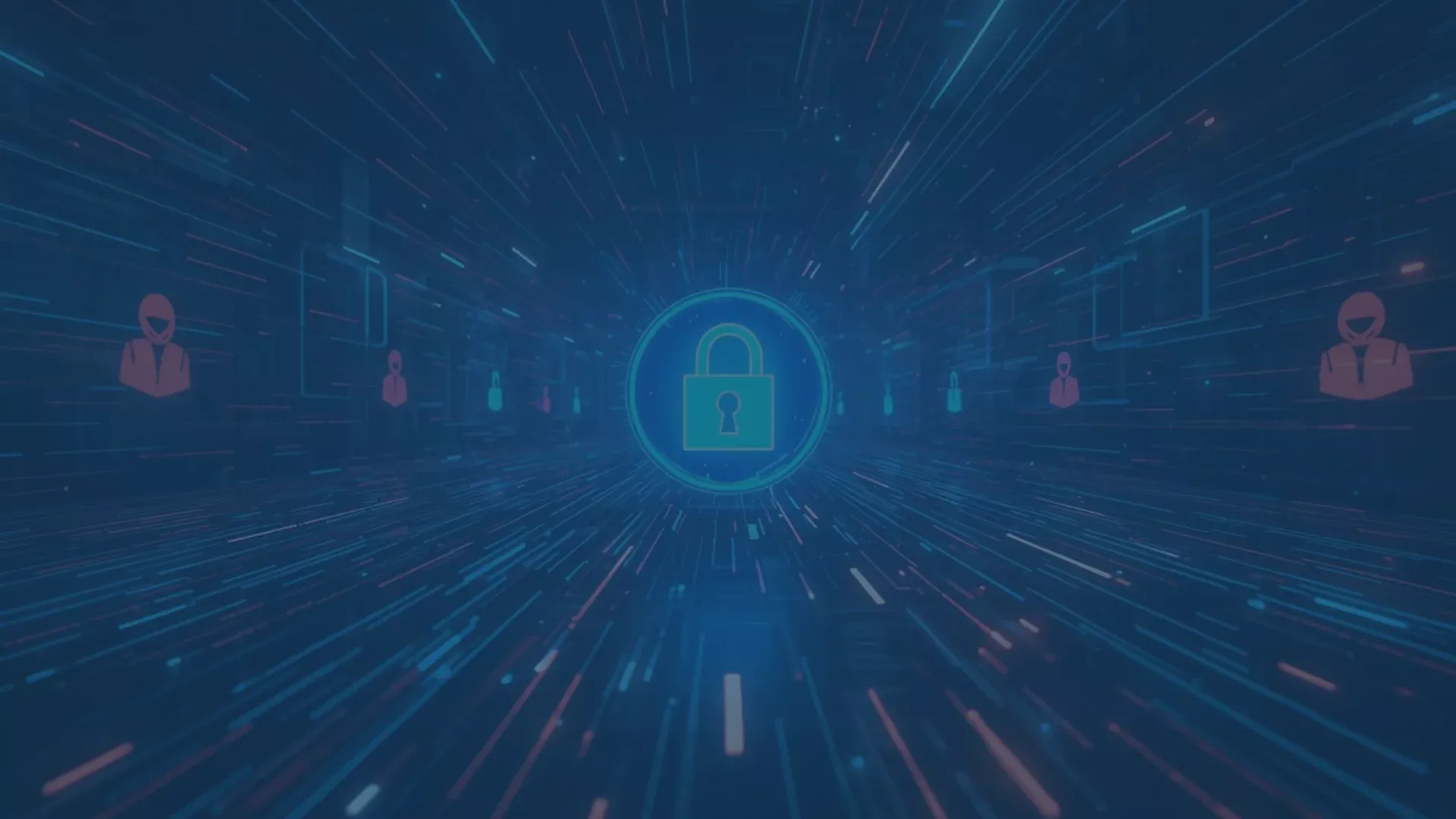 Symbolische Darstellung der wachsenden Cyberbedrohungen in der DACH-Region: Ein zentrales, leuchtendes Passkey-Schloss steht für moderne, passwortlose Authentifizierung als Lösung gegen Ransomware, KI-gestützte Angriffe und die Schwächen klassischer Passwortsysteme. Im Hintergrund deuten dynamische Lichtlinien und Silhouetten von Hackern auf die zunehmende Digitalisierung und die Herausforderungen für Unternehmen hin, ihre digitale Identität und Geschäftsprozesse nachhaltig abzusichern.