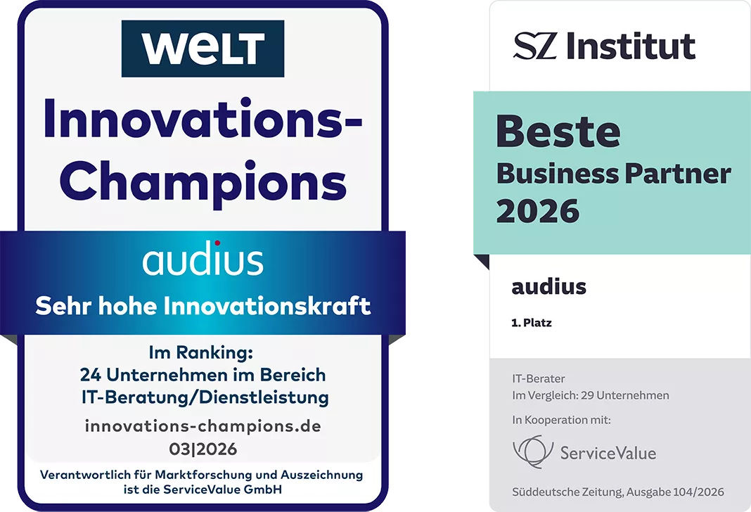 audius | WELT Innovations-Champions | SZ Institut - 1. Platz: Bester Business Partner 2026