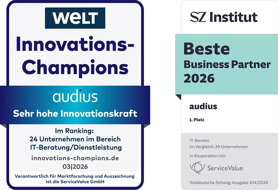 audius | WELT Innovations-Champions | SZ Institut - 1. Platz: Bester Business Partner 2026