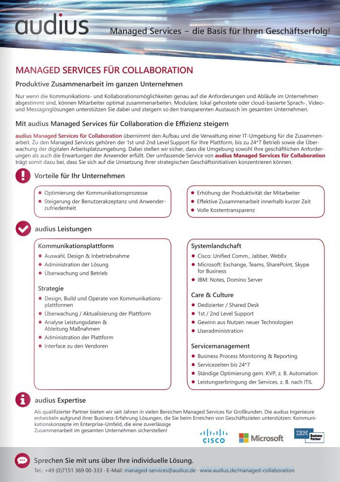 audius | Managed Collaboration Broschüre