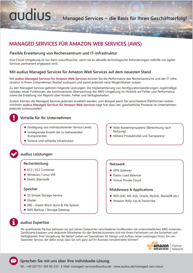Managed Services für Amazon Web Services (AWS)