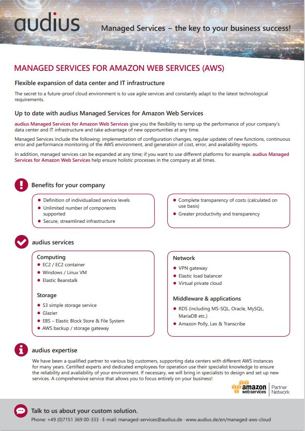 Managed Services for Amazon Web Services (AWS)