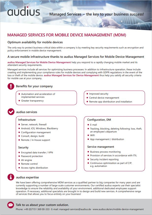 Managed Services for Mobile Device Management (MDM)