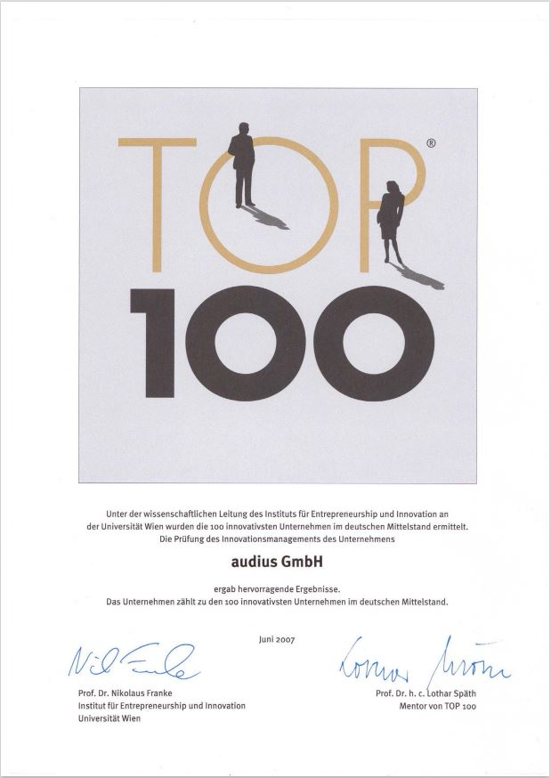 Urkunde TOP 100 Innovator 2007