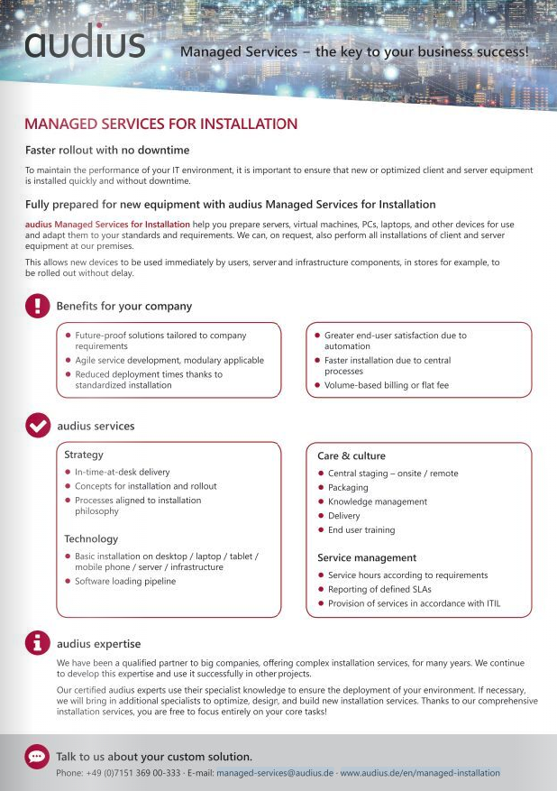 audius | Managed Installation Brochure