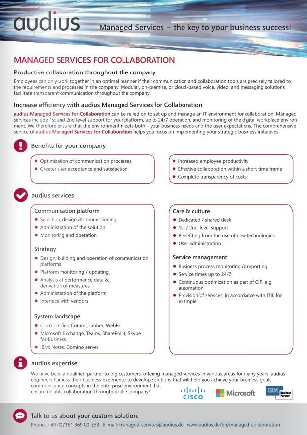 audius | Collaboration Services Brochure | EN