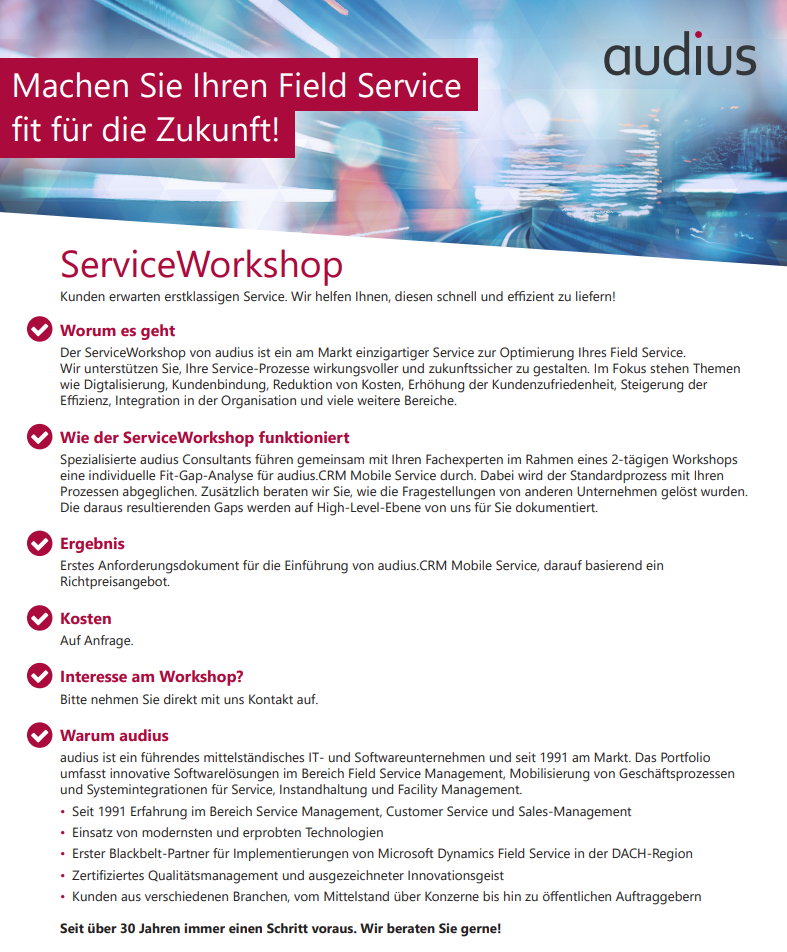 audius | ServiceWorkshop | 2023