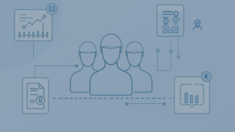 Integrierter Kunden- und Projektlebenszyklus für Ingenieurbüros: Die Grafik zeigt, wie audius:RealEstate auf Microsoft Dynamics 365 alle Phasen – von Akquise, Planung und Umsetzung bis zur Abrechnung – digital vernetzt. Lösungen für Effizienz, Ressourcenmanagement und Transparenz bei komplexen Projekten und Fachkräftemangel.