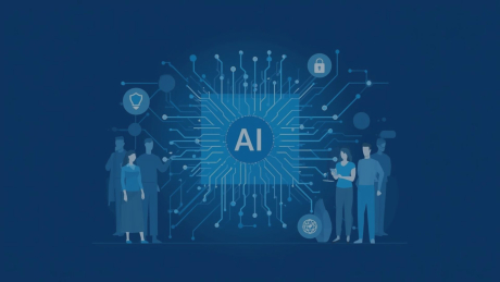 Illustration einer Gruppe von Mitarbeitenden vor einem futuristischen KI-Netzwerk, das die Bedeutung von KI-Kompetenz und Compliance gemäß dem EU AI Act symbolisiert. Seit Februar 2025 sind Unternehmen und öffentliche Verwaltungen in Deutschland verpflichtet, ihre Belegschaft im Umgang mit KI zu schulen. Das Bild veranschaulicht, wie praxisnahe und rechtskonforme KI-Schulungen – wie das audius KI-Basis-Seminar – rechtliche, ethische und technische Grundlagen vermitteln.